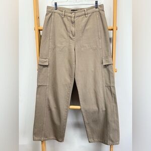 EILEEN FISHER Taupe Organic Cotton wide leg cargo pants size S